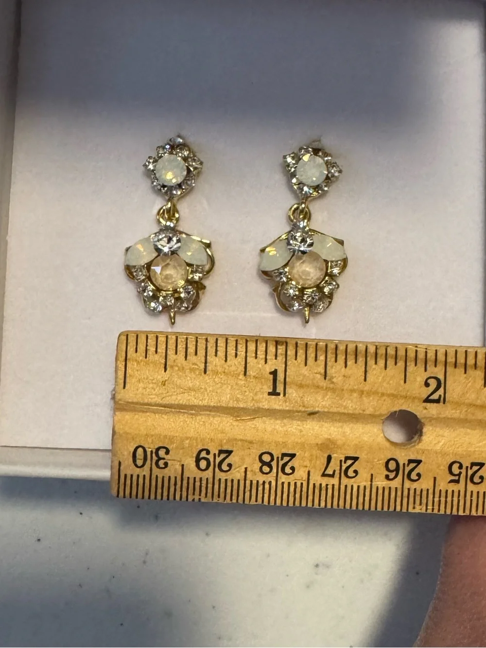 Gold Bridal Hair Comb and Earrings Set with Opal White Crystals